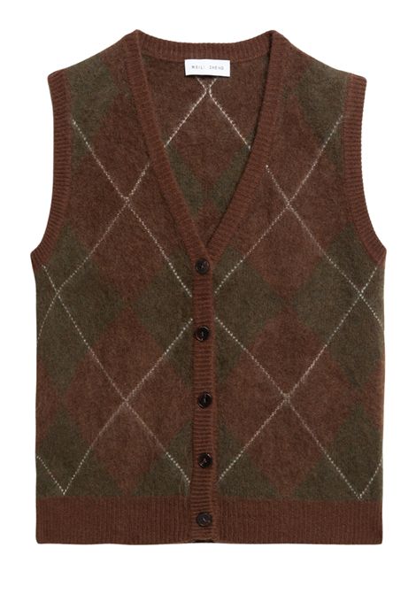 Weili Zheng Gilet a Rombi in Maglia Misto Lana Argyle Green Donna WEILI ZHENG | Gilet | F26KC07FN24